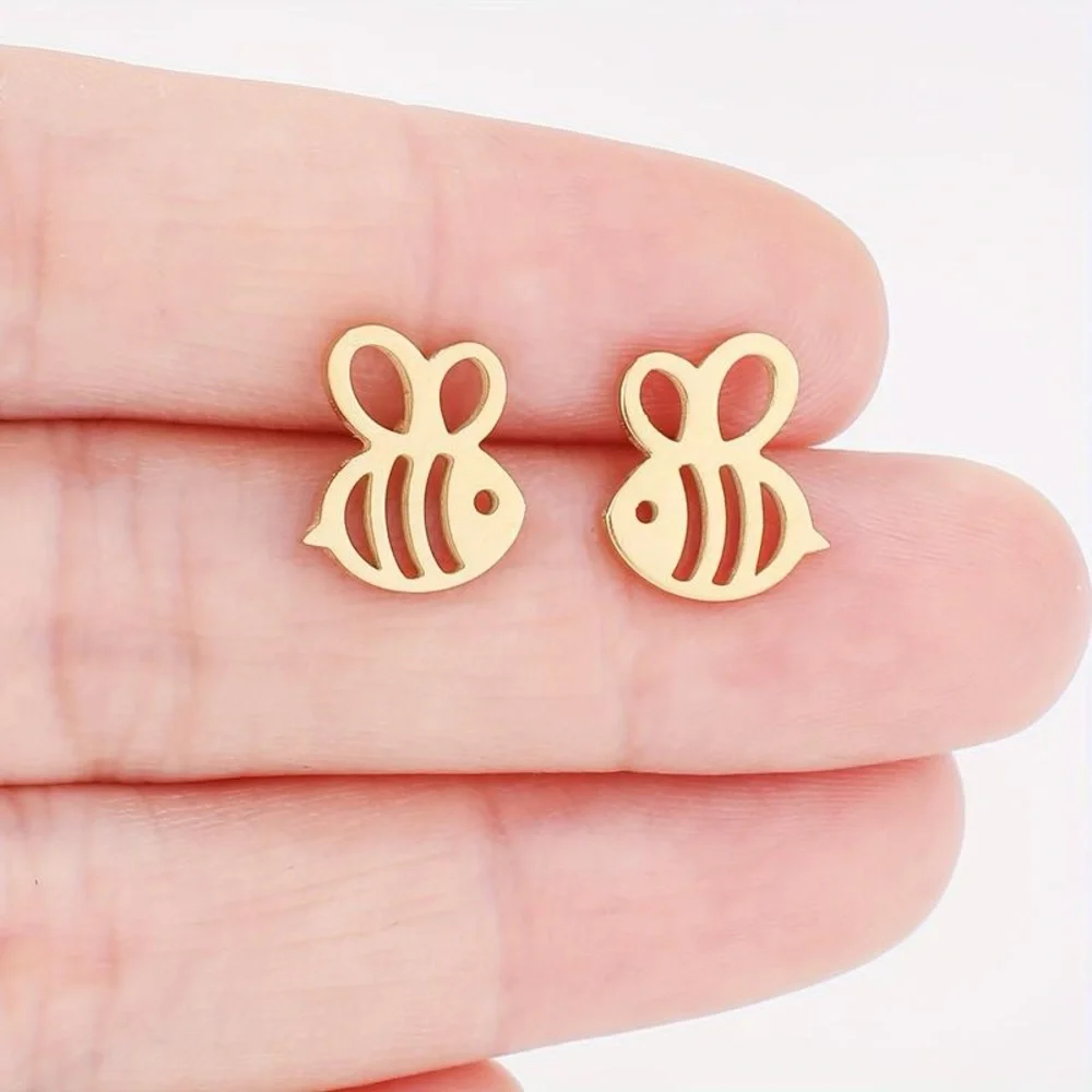 BOGO! Dainty Bee stud Earrings Stainless Steel in Color Gold - NEW